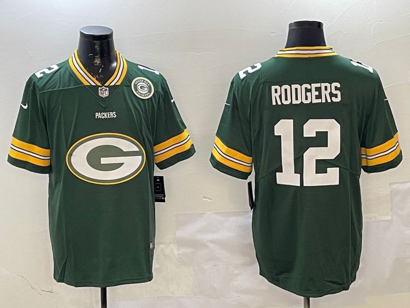 Men Green Bay Packers #12 Rodgers Green Nike Team Logo 2025 NFL Jersey style 2->green bay packers->NFL Jersey